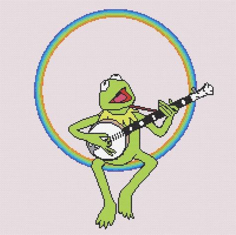 🍒pop🍒 (@shopcherryPOP) on X Muppet Cross Stitch, Diy Muppet, Unique Cross Stitch, Rainbow Connection, Stitch Gift, Kermit The Frog, Needle Point, Birthday Decor, The Frog