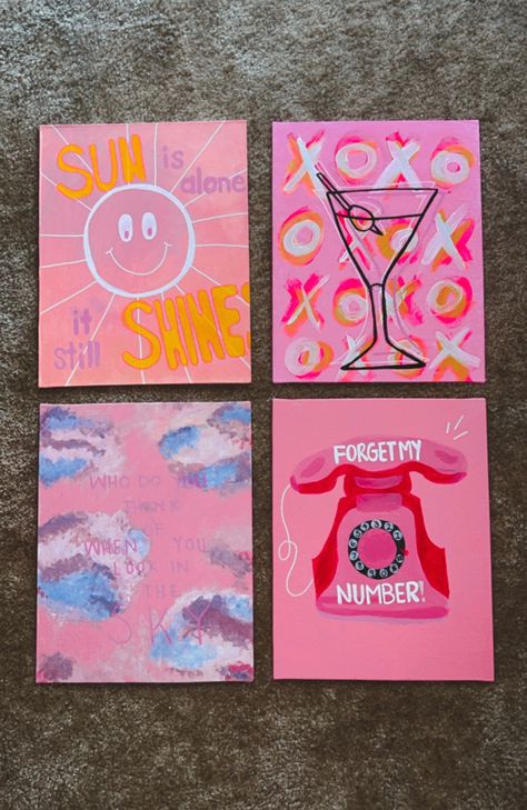 Pink fun painting ideas girls door first apartment college room bedroom living room barcart phone sky clouds sunshine sun tequila wine glass art Trendy Diy Paintings, Angle Number Painting Ideas, Painting Ideas On Canvas Collage, Classy Paintings Canvases, Fun Paint And Sip Ideas, Cute Diy Paintings For Room, Easy Trendy Painting Ideas On Canvas, College Painting Ideas On Canvas, Swap Painting Ideas