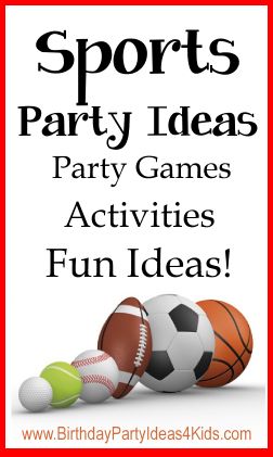 Sports birthday party ideas, party games, venues, activities and more! #sports #birthday #theme Soccer Theme Party Ideas, Soccer Theme Birthday Party Games, Sports Party Games, Birthday Party Theme Ideas, Hockey Birthday Parties, Ball Birthday Party, Party Theme Ideas, Hockey Birthday