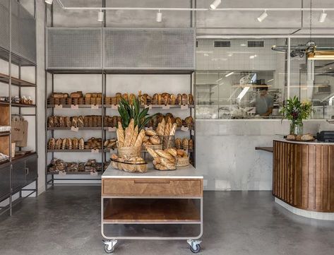 Teller Bakery / Studio Michal Rosenzweig | ArchDaily Industrial Bakery, Bakery Studio, Modern Bakery, Corner Drawers, Bakery Shop Design, Portland Street, Bakery Store, Bakery Interior, Bakery Design Interior