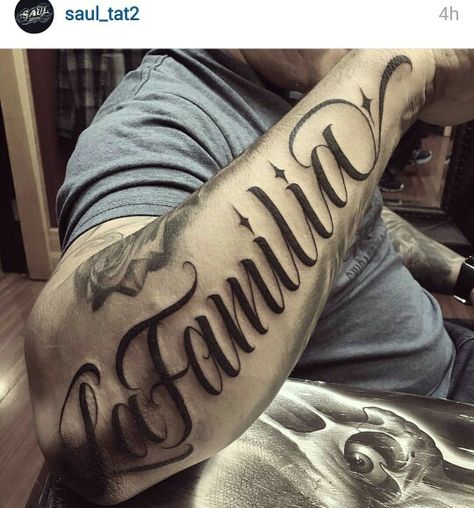 Script tattoo, posterior of forearm Familia Tattoo Men, Letter Tattoos On Hand, Tattoo Frases, Font Tato, Tattoo Font For Men, Best Tattoo Ever, Tattoo Lettering Design, Tattoo Lettering Styles, Family Tattoo Designs