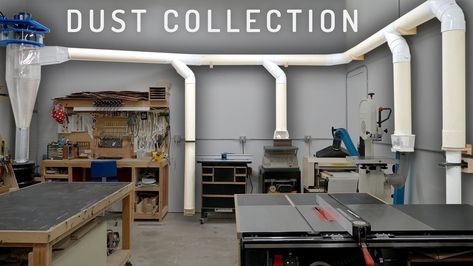 Workshop Dust Collection System, Wood Shop Dust Collection System, Sawdust Collection System Diy, Wood Shop Dust Collection Ideas, Pvc Dust Collection System, Dust Collector System, Woodshop Dust Collection System, Diy Dust Collection System With Shop Vac, Dust Collection System Diy