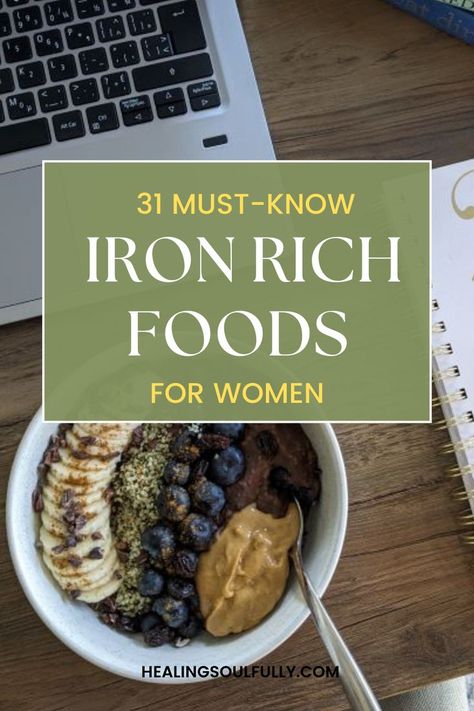 foods highest in iron Food That Has Iron, Iron Rich Meals For Women, Food For Low Iron, Best Iron Rich Foods, Foods With Iron In Them, Healthy Iron Rich Meals, Iron Deficiency Recipes, Food With Iron In It, Foods High In Iron For Women