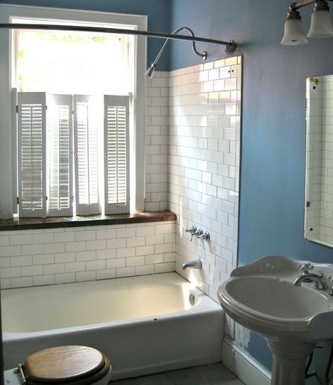 Original bathroom had toilet and sink on opposite walls.  Window in shower.  Rearranging a bathroom layout. Bathroom Windows In Shower, Shower Window, Half Bathroom Remodel, Bathroom Window Treatments, Cheap Bathroom Remodel, Guest Bathroom Remodel, Bathroom Remodel Cost, Window In Shower, Bath Renovation