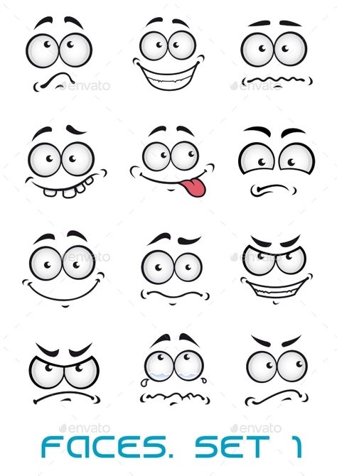 Cartoon faces with different emotions ashappiness, joyful, comics, surprise, sad and fun  FLAT    SPORTS  MASCOTS    MEDICINE رسم كاريكاتير, Diy Chalk, Cartoon Eyes, Dekor Diy, Painted Rocks Diy, Painting Rocks, Different Emotions, Paint Rock, Rock Painting Designs