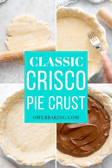 Pie Crust Recipe Crisco, Deep Dish Pie Crust Recipe, Old Fashioned Pie Crust Recipe, Pie Crust With Shortening, Crisco Pie Crust Recipe, Pie Crust Ideas, Recipe For Pie Crust, Deep Dish Pie Crust, Crisco Pie Crust