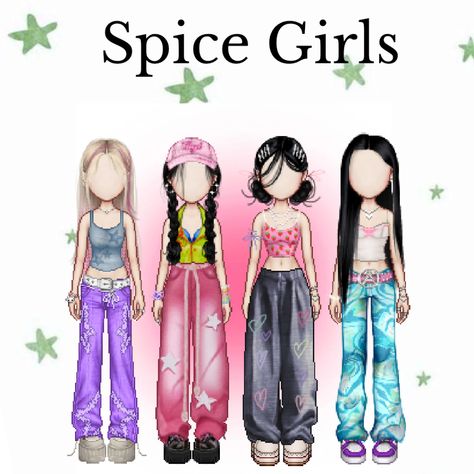 Crazy Over You Blackpink Outfits, Spice Girls Dti Outfits, Cool Dance Outfits, Dance Stage Outfit, Spice Girls Fashion, Clothes For Dancing, Spice Outfit, Spice Girls Outfits, Dance Performance Outfits