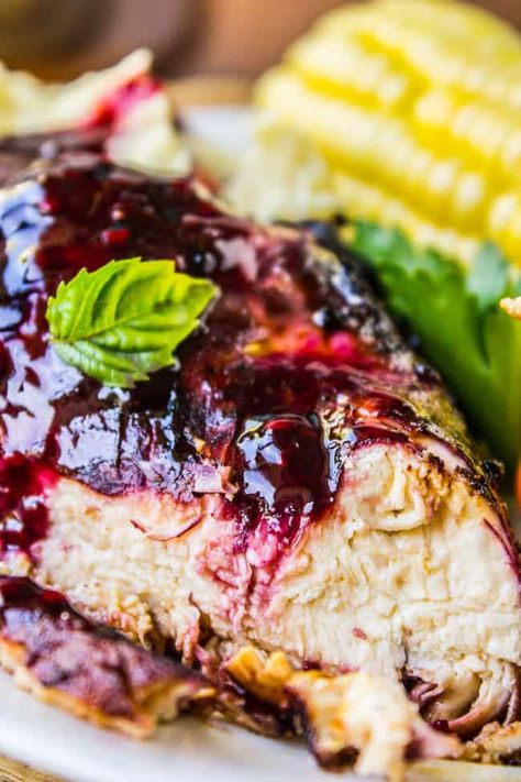 Blackberry Balsamic Glazed Chicken - The Food Charlatan Blackberry Balsamic, Salsa Morita, Balsamic Glazed Chicken, The Food Charlatan, Food Charlatan, Mustard Chicken, Glazed Chicken, Cobbler Recipes, Balsamic Glaze