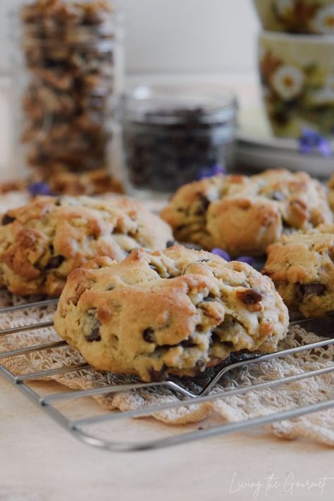 Levain Bakery Chocolate Chip Cookies - Living The Gourmet Levain Chocolate Peanut Butter Cookies, Ny Chocolate Chip Cookies, Bravetart Levain Cookie Recipe, Ny Style Chocolate Chip Cookies, Nyc Style Chocolate Chip Cookies, Levine Bakery Chocolate Chip Cookies, New York Chocolate Chip Cookies, Panera Chocolate Chip Cookies, Levian Cookies Recipe