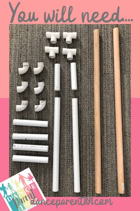 Home Ballet Barre, Diy Ballet Barre, Home Ballet Studio, Dance Parents, Ballet Barres, Ballet Room, Ballet Bar, Diy Rack, Home Dance