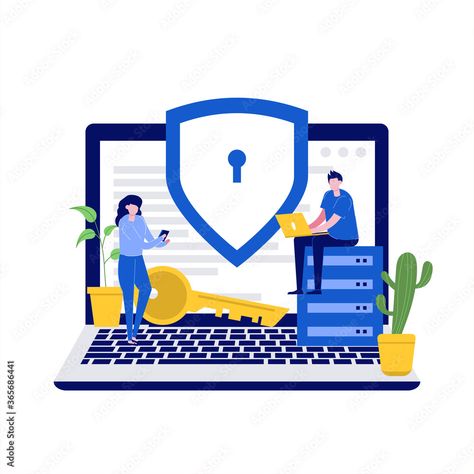 Cyber security vector illustration concept with characters. Data security, protected access control, privacy data protection. Modern flat style for landing page, web banner, infographics, hero images Stock Vector | Adobe Stock Security Illustration, Modern Flat, Data Protection, Data Security, Access Control, Flat Style, Flat Illustration, Web Banner, Infographic Design