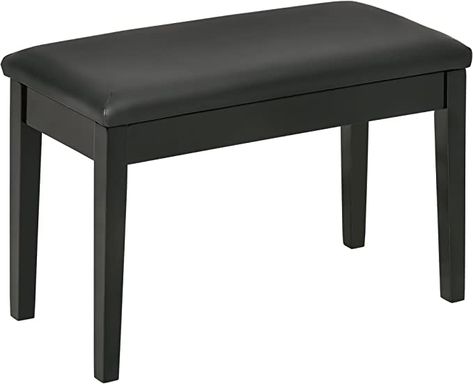 HOMCOM Classic Piano Bench Stool, PU Leather Padded Keyboard Seat with Rubber Wood Legs and Music Storage Compartment, Black : Amazon.ca: Musical Instruments, Stage & Studio Dressing Room Furniture, Classic Piano, Music Storage, Piano Stool, Play The Piano, Piano Bench, Bench Set, Office Inspo, Bench Stool