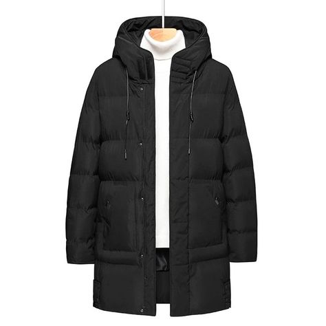 Cotton padded jacket men's autumn and winter jacket thickened cotton padded jacket 2021 new medium and long cotton padded jacket Winter Parka Men, Hooded Coats, Overcoat Jacket, Sleeveless Coat, Stand Collar Jackets, Long Coat Jacket, Winter Parka, Mens Parka, Coat Men