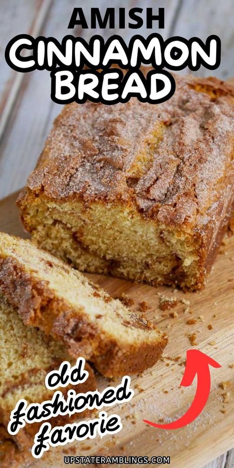 Amish Cinnamon Bread  for potluck Pinterest pin. Amish Bread Recipes, Amish Cinnamon Bread, Friendship Bread Recipe, Cinnamon Bread Easy, Cinnamon Bread Recipe, Amish Bread, Amish Friendship Bread, Savory Dessert, Friendship Bread