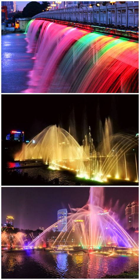 Enjoy the city of night, the downtown blocks, flashing colorful life. Photographed at Nanhu park in Nanning of Guangxi, China. Guangxi China, Nanning, Colorful Life, Green City, Folk Song, Amusement Park, The City, Tourism, China