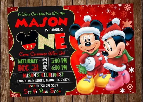 Invitation Mickey Mouse, Mickey Mouse Invitation, Birthday Minnie Mouse, Minnie Mouse Christmas, Christmas Invitation, Mickey Mouse Birthday Party, Mouse Christmas, Mickey Mouse Christmas, Mickey Mouse Birthday