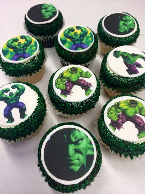 Hulk Smash Cupcakes, Hulk Cupcakes Ideas, Flan Cupcakes, Hulk Smash Party, Hulk Cupcakes, Hulk Birthday Cakes, Cute Birthday Quotes, Avenger Cupcakes, Los Avengers