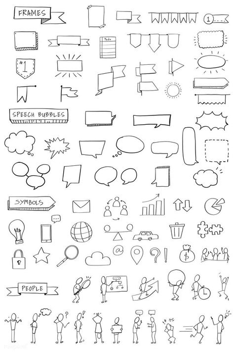 Banner Design Journal, Mindmap Ideas Design, Sketch Notes Doodles, Bullet Journal Boxes, Thinking Drawing, Visual Thinking Strategies, How To Draw Ribbon, How To Doodle, Hand Drawn Doodles