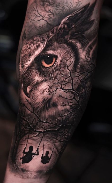 awesome owl tattoo ideas © tattoo artist • 𝕵𝖔𝖘𝖊 𝕮𝖔𝖓𝖙𝖗𝖊𝖗𝖆𝖘• @joseecd @darkagetattoostudio 💕💕💕💕💕 Owl Eye Tattoo, Mens Owl Tattoo, Realistic Owl Tattoo, Owl Tattoo Sleeve, Owl Tattoo Drawings, Forest Tattoos, Owl Tattoo Design, Best Sleeve Tattoos, Wolf Tattoos