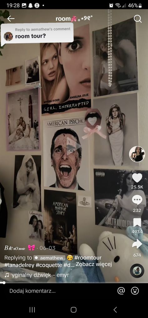 Lana Del Rey Room, Coquette Lana Del Rey, Girl Interrupted, Poster Room, Room Tour, Room Inspiration Bedroom, Bedroom Inspo, American Horror Story, Girl Room