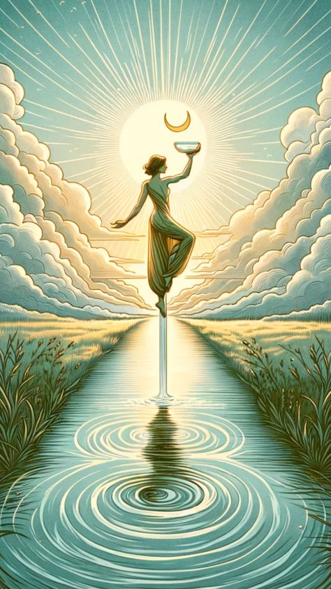 Find harmony and balance within with the 'Temperance' tarot card. Symbolizing moderation, patience, and inner peace, this card encourages us to blend opposing forces and find a middle path. Embrace balance and flow with grace. ⚖️🌿 #Tarot #Harmony #Balance #Temperance Temperance Tarot Art, Harmony Symbol, Tarot Cards Art Illustration, Temperance Tarot Card, Temperance Tarot, Kartu Tarot, Divine Feminine Art, Harmony Art, Tarot Significado