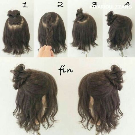 Peinados Aesthetic, A Messy Bun, Seni Dan Kraf, Vlasové Trendy, Bangs Short, Short Hair Tutorial, Haircuts Short, Peinados Fáciles Para Cabello Corto, Penteado Cabelo Curto