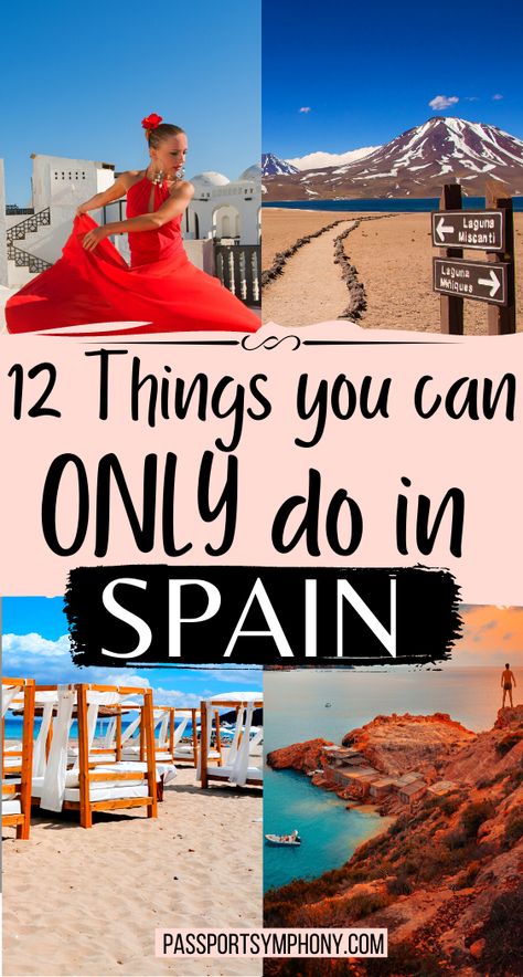 Are you traveling to Spain soon? Here are the 12 things you should do while in Spain. | 12 things you can only do in Spain and nowhere else | 12 must-do things in Spain | Only In Spain | Spain Must-dos | Spain bucket list things to do | Spain Travel guide | Best things to do in Spain | what to do in Spain | #Spain #SpainTravel #SpainMustDoThings Spain To Do List, Travel To Spain Tips, Best Places To Travel In Spain, Spain Must See Places, Places To See In Spain, Traveling In Spain, South Of Spain Outfit, Places To Go In Spain, Spain Things To Do