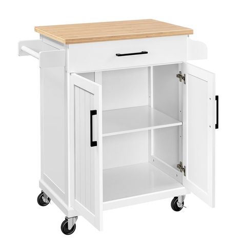 Kitchen Island Cart with Spice Rack Storage Rolling White - Walmart.com - Walmart.com Kitchen With Storage, Island On Wheels, Spice Rack Storage, Microwave Cart, Kitchen Bar Table, Rolling Kitchen Cart, Kitchen Island On Wheels, Coffee Cart, Rolling Kitchen Island