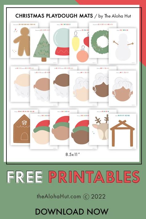 Holiday Playdough Mats, Christmas Play Doh Mats, Christmas Playdoh Mats Free, Grinch Playdough Free Printable, Christmas Activities Preschool Printable, December Dramatic Play Preschool, Preschool Christmas Ideas, Gingerbread Preschool Activities, Gingerbread Activities For Preschool