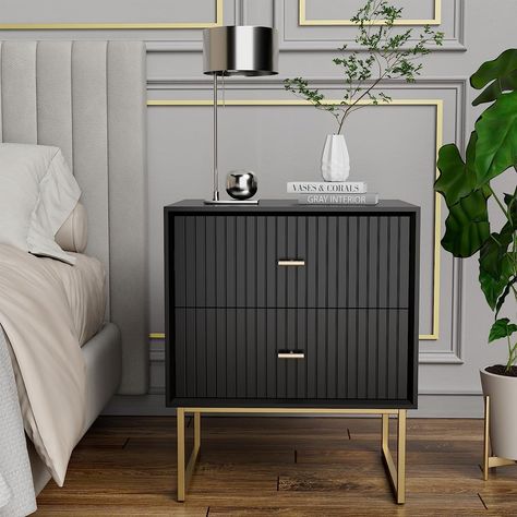 Bedside Pedestals Bedrooms, Sidebed Table Ideas Night Stands, Side Drawers Bedrooms, Black Bedside Tables Bedroom, Bed Pedestal Bedside Tables, Bedside Pedestals, Black Bedroom Side Tables, Pedestal Side Table Bedroom, Bedroom Pedestals