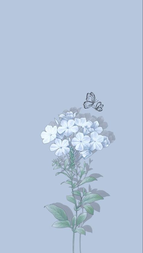 Blue Flowers Background, Phone Wallpaper Pastel, Simplistic Wallpaper, Blue Butterfly Wallpaper, Blue Flower Wallpaper, Cute Blue Wallpaper, Butterfly Background, Pola Kartu, Blue Wallpaper Iphone