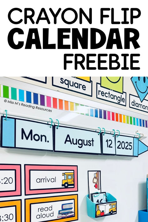 Create an organized classroom with this crayon flip calendar freebie! With bright colors and easy-to-read text, you and your students will be able to clearly see the date each day. Classroom Flip Calendar Ideas, Flip Calendar Classroom Free, Date Flip Cards Classroom, Flip Date Calendar Classroom, Crayon Classroom Door, Classroom Calendar Printables Free, Calendar Ideas For Classroom, Colorful Classroom Ideas, Flip Calendar Classroom