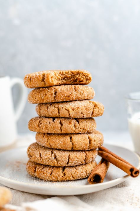 The softest grain free snickerdoodles with hints of warm cinnamon and sugar in every bite. These easy, grain and gluten free snickerdoodles are paleo-friendly, too, and made with a mix of almond flour and coconut flour. This will be your new go-to healthy snickerdoodle recipe! #snickerdoodles #cookies #glutenfree #grainfree #healthydessert #christmascookies Gluten Free Snickerdoodle, Gluten Free Snickerdoodle Cookies, Snickerdoodles Cookies, Refined Sugar Free Desserts, Gluten Free Snickerdoodles, Coconut Flour Recipes, Snickerdoodle Recipe, Ambitious Kitchen, Paleo Baking