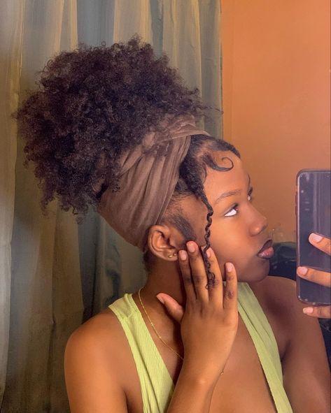 High Puff Natural Hair 4b, 4c High Puff Hairstyles, High Puff With Headwrap, 4c Headwrap Styles, Messy Puff Natural Hair, 4c High Puff, High Puff Natural Hair 4c, Headwrap Natural Hair, Natural 4c Hairstyles Ideas