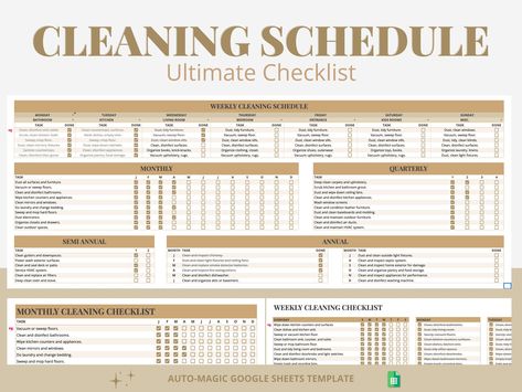 The Cleaning Schedule Checklist is a practical solution for maintaining a tidy and organised home. It categorises your cleaning tasks into daily, weekly, monthly, quarterly, bi-annually, and annual sections, making it easy to keep track of what needs to be done and when. By assigning specific cleaning areas for each day of the week in the weekly section, your cleaning becomes more efficient. The checklist is user-friendly, enabling you to add, delete, or edit tasks as required, and choose if you Yearly Checklist, Cleaning Schedule Checklist, House Chores List, Clean Mind, Cleaning Planner, Declutter Home, House Chores, Chore List, Cleaning Tasks