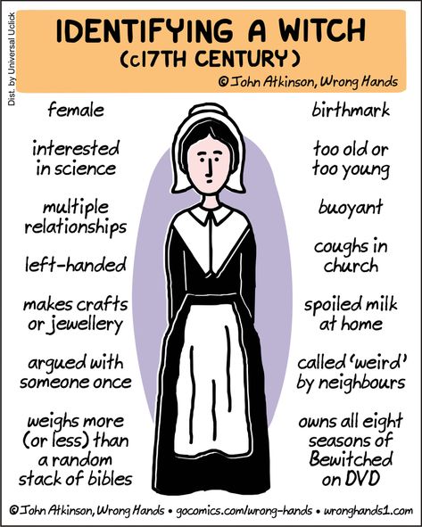 Wrong Hands by John Atkinson for October 25, 2019 - GoComics Salem Witch Trials Facts, Roz Chast, Witch History, Salem Witch Trials, Witch Trials, Salem Witch, High School English, American Literature, Digital Comic