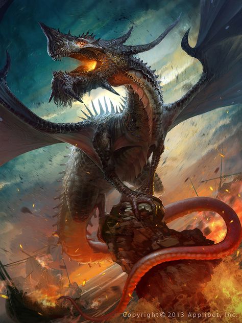 King Dragon regular by Cynic-pavel on deviantART Magical Fantasy Art, Black Dragon Art, Dragons Artwork, Scary Dragon, Wyvern Dragon, Dragon Fantasy Art, Tiamat Dragon, Fantasy Dragon Art, Dragon Medieval