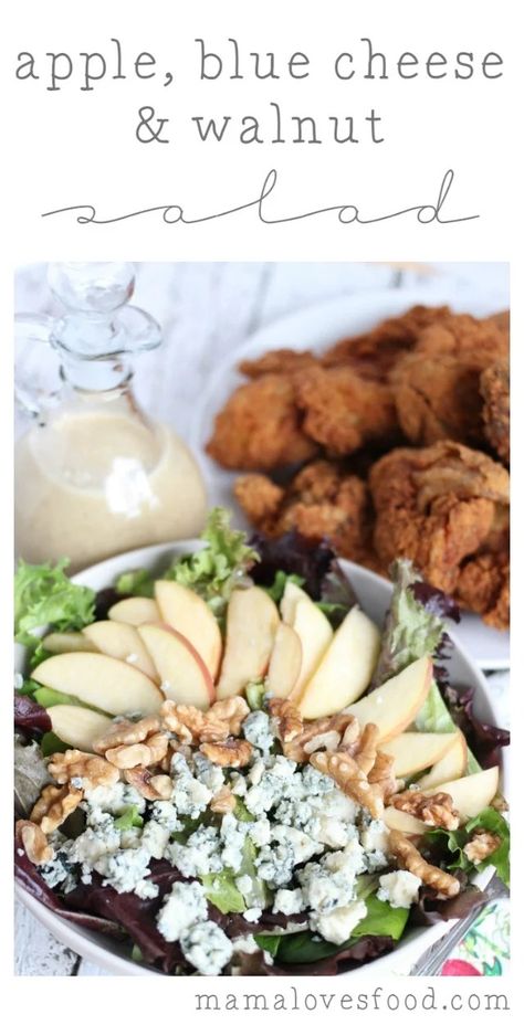 Apple, Blue Cheese & Walnut Salad Recipe Blue Cheese Walnut Salad, Blue Cheese Salad Recipes, Roast Broccoli, Salad Board, Salad Apple, Sweet Salads, Vinegar Coleslaw, Malt Vinegar, Vegetable Salads