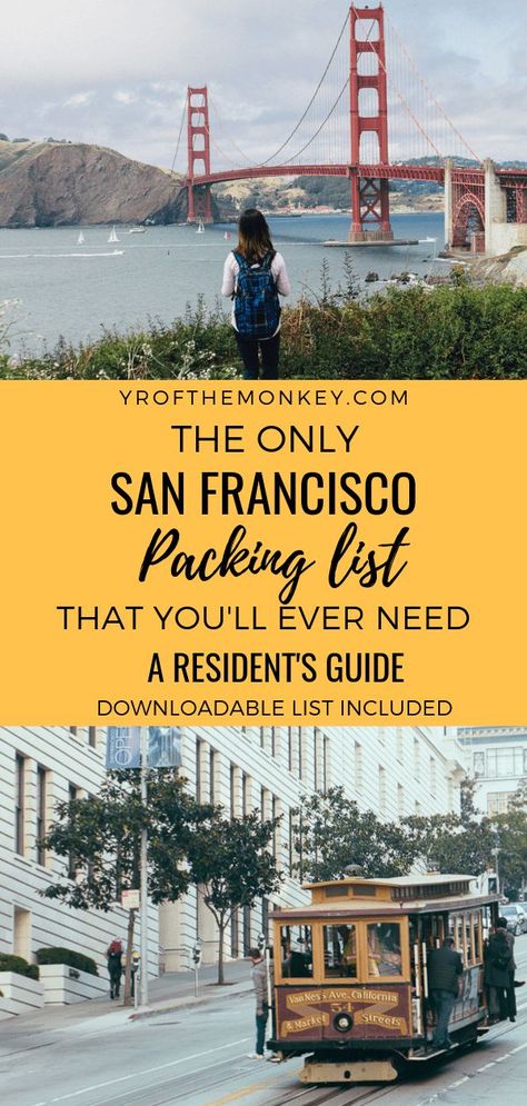 Visiting San Francisco, USA and have no idea about what to pack for our tricky microclimates? As a SF resident, I have curated the perfect guide for you on what to pack for San Francisco to be well prepared for our very un-California like weather! Pin this San Francisco packing list to your California or USA board now. #sanfrancisco #USA #California #packinglist #whattowearinSF #streetstyle San Francisco Packing List, San Francisco Travel Guide, Usa Destinations, Visit San Francisco, Travel Canada, Packing Lists, San Francisco Travel, California Travel Road Trips, Packing List For Travel