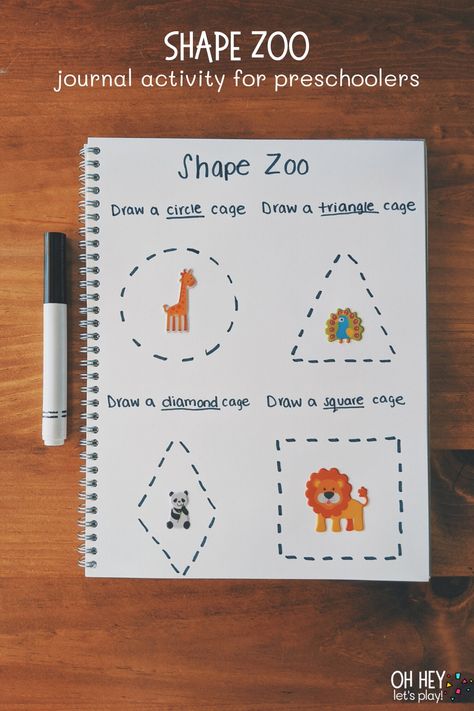 Zoo-Themed Journal Activities for Preschoolers — Oh Hey Let's Play Letter Recognition Activities At Home, Zoo Animals Fine Motor Activities, Zoo Letter Activities Preschool, Preschool Shapes Theme, Zoo Lesson Plans For Toddlers, Pre K Zoo Activities, Zoo Fine Motor Activities Preschool, Prek Fine Motor Journals, Fine Motor Journal Activities