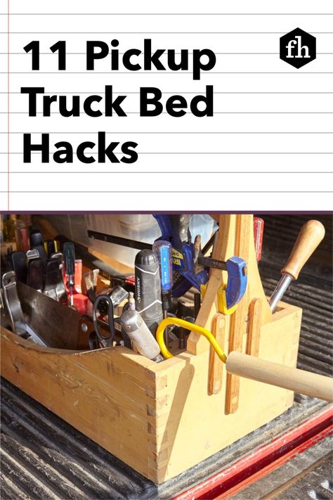 Truck Bed Hooks, Handyman Truck Setup, Pick Up Truck Storage Ideas, Pick Up Truck Organization Ideas, Truck Bed Hacks, Pickup Truck Storage Ideas, Truck Bed Tool Box Ideas, Pickup Truck Organization Ideas, Truck Box Organization