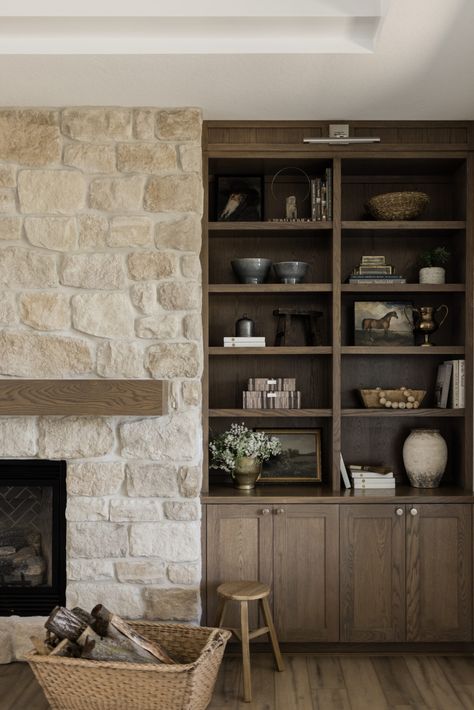 OAKSTONE HOMES Oakstone Homes, French Coastal, Coastal Country, Built In Cabinet, Fireplace Built Ins, Home Fireplace, Built In Cabinets, Fireplace Design, Living Room Inspo