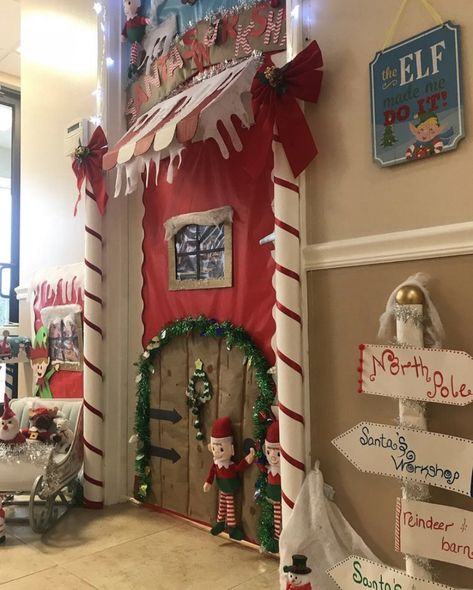 Santas Work Shop Door Decoration, Santas Workshop Classroom Door Ideas, Santa Workshop Decorations Diy Office, North Pole Door Decorating Contest, Elf Workshop Door Decorations, North Pole Classroom Decorations, Santa’s Workshop Classroom Door, North Pole Door Decorations, Santa's Workshop Door Decorations