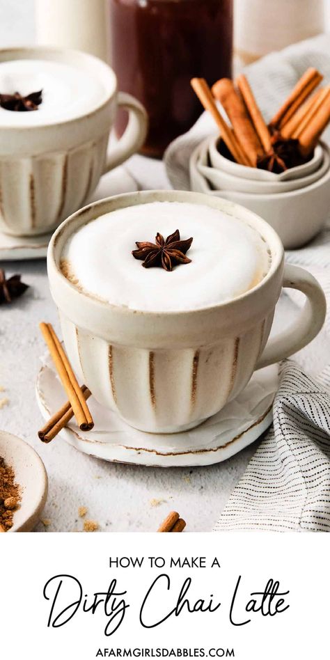 Dirty Chai Latte Recipe, Espresso How To Make, Dirty Chai Latte, Espresso Drink, Chai Latte Recipe, Completely Delicious, Latte At Home, Steamed Milk, Copycat Starbucks Recipes