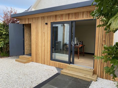 Small Garden Office With Store | Outside In Garden Rooms Garden Office Interior, Summer Houses Uk, Garden Office Ideas, Garden Rooms Uk, Small Garden Office, Garden Office Shed, Insulated Garden Room, Garden Room Ideas, Shed Office