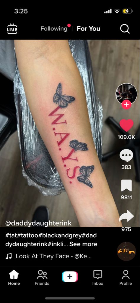 Ways Butterfly Tattoo, Ways Meaning Tattoo, Ways Tattoo With Butterfly, Ways Neck Tattoo, W A Y S Tattoo Red, W.a.y.s Tattoo Jhene Aiko, Ways Tattoo Jhene Aiko With Butterfly, Brat Tattoos For Women, W.a.y.s Tattoo