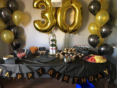 30th Birthday decor for him! 30th Birthday Party For Him, Birthday Decor For Him, 30th Birthday Party Themes, 30th Birthday For Him, Husband 30th Birthday, Surprise 30th Birthday, Birthday Surprises For Him, 30th Birthday Men, 30th Bday Party