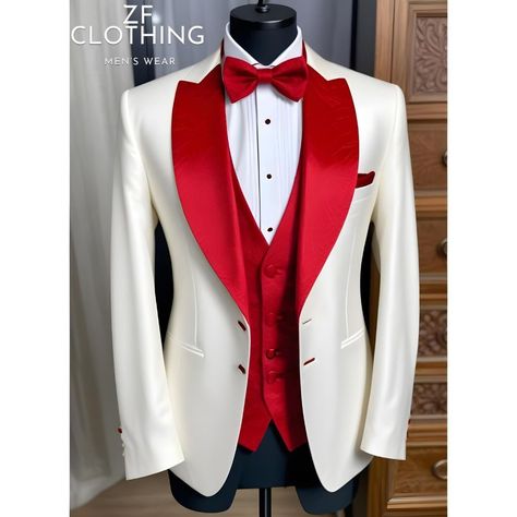 Prom Suits For Men Red, White Tuxedo Wedding, Party Wear Suits, Prom Suits For Men, Formal Fashion, Groom And Groomsmen Attire, Prom Suits, Luxury Men, Groomsmen Attire