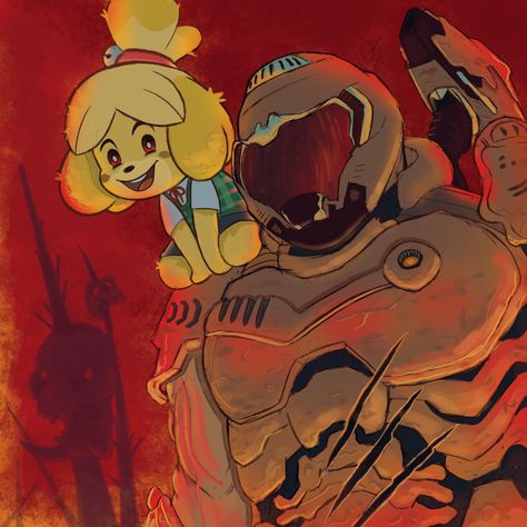 Doomslayer And Isabelle, Doomslayer Fanart, Doom Slayer Fanart, Sam Tattoo, Videogame Fanart, Doom Guy, Doom Slayer, Funny Guys, Doom Eternal