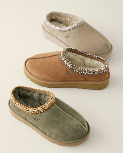 UGG® Tasman Slippers | Garnet Hill Womens Winter Slip On Shoes, Tasman Uggs Colors, Shoes Slip On, Tan Tasman Ugg Outfits, Tasman Uggs Aesthetic, Outfit With Uggs Tasman, Uggs Slippers Tasman, Ugh Tasman Slippers, Ugg Slippers Aesthetic